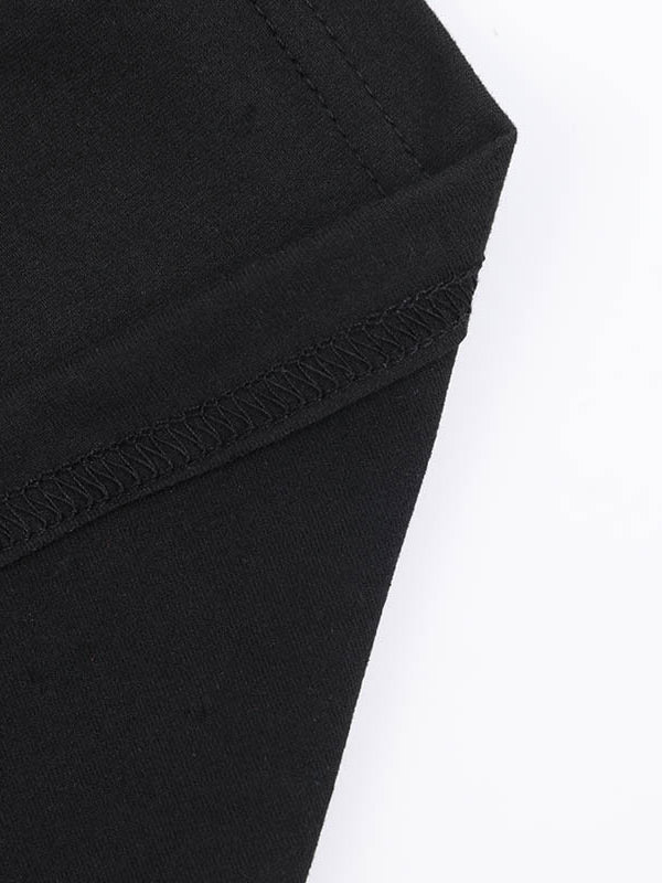 Long Sleeves Loose Asymmetric Solid Color Split-Joint Split-Side Round-Neck Maxi Dresses