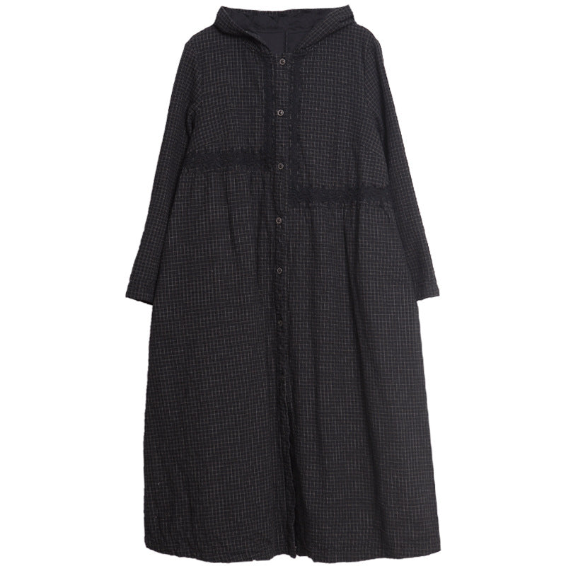 Loose Splicing Hooded Cotton Coat