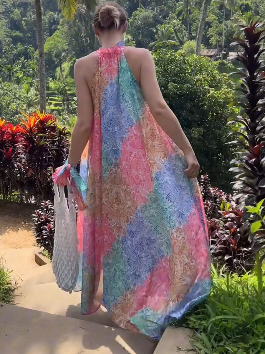 Summer vacation colorful printed dress