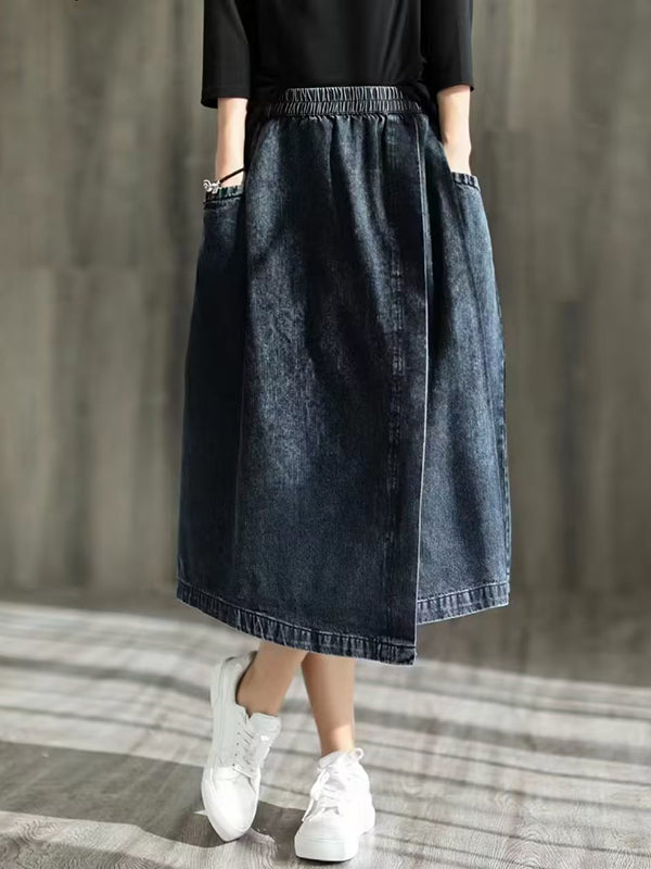 Loose Asymmetric Elasticity Split-Joint Skirts