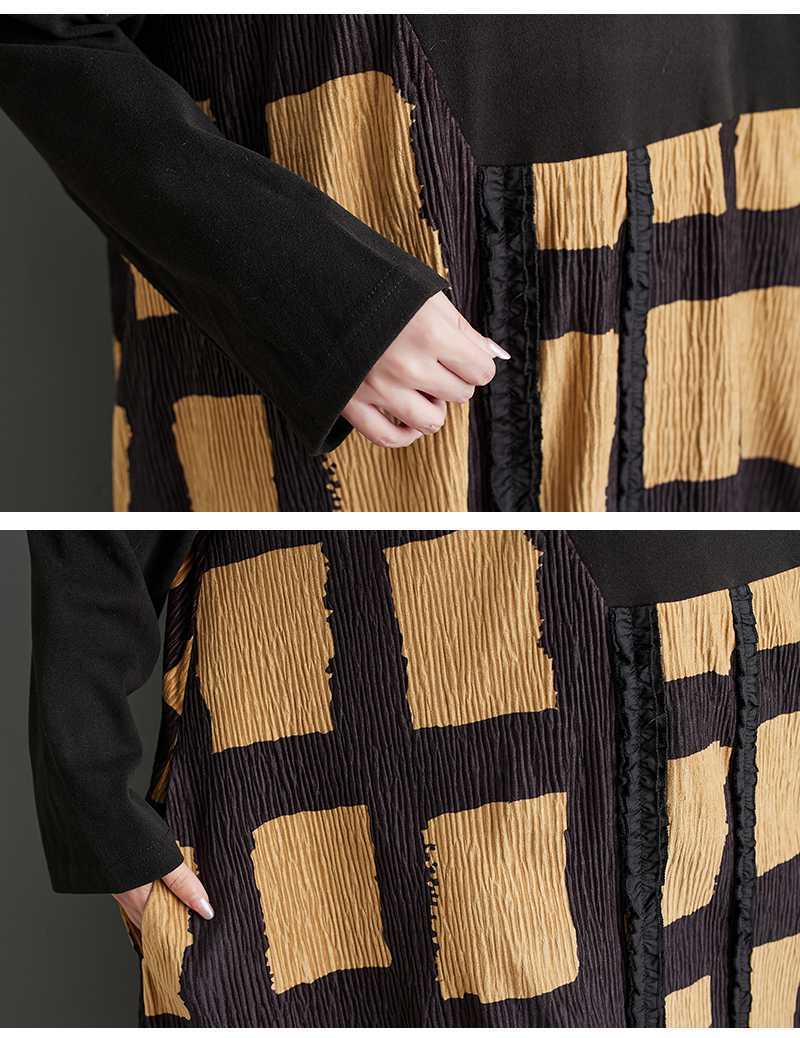 Vintage Plaid Long Sleeve Midi Dress