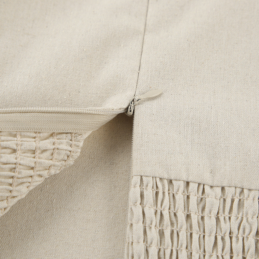 Vacation Cotton-Linen Solid Sheath Backless Maxi Dress