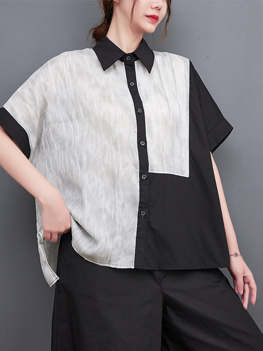 Casual Splicing Short Sleeve Shirt