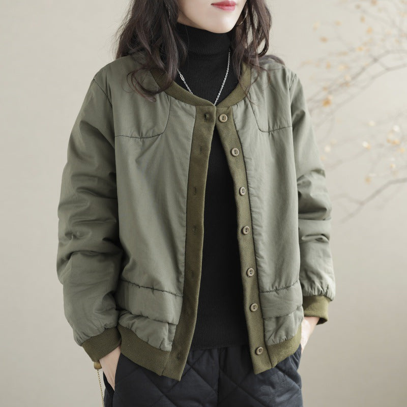 Classic Color Blocking Round Neck Jacket