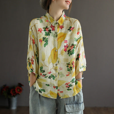 Colorful Cotton Linen Long Sleeve Shirt