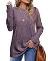 Fantaslook Long Sleeve Shirts for Women Crew Neck Casual Tunic Tops Lightweight Pullover