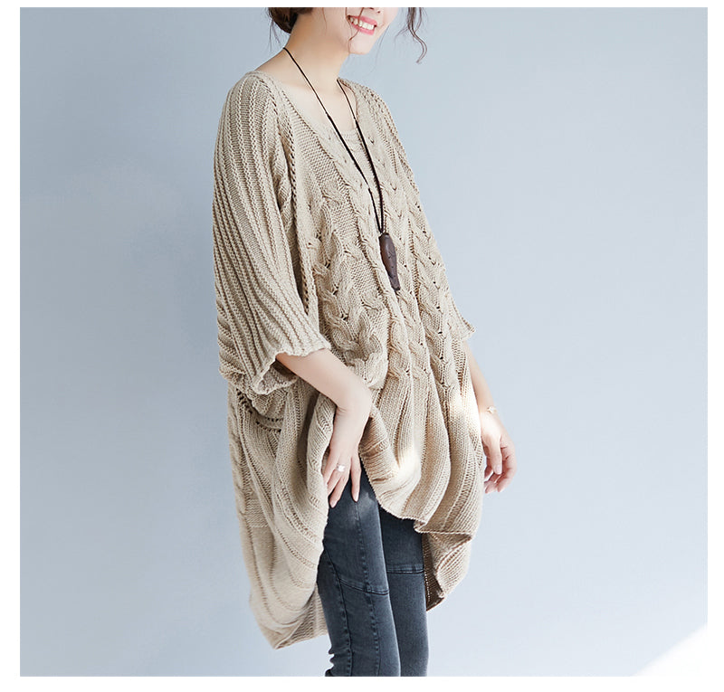 Loose Knit Bat Sleeve Sweater