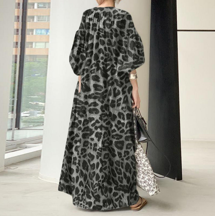 Loose Leopard Print Maxi Dress
