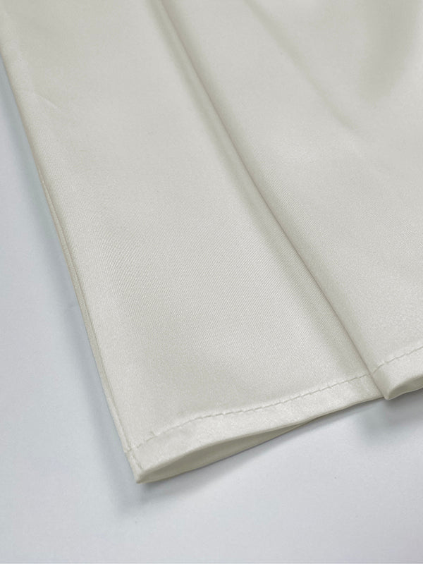 Half Sleeves Loose Layered Pleated Solid Color Split-Joint Mock Neck Blouses&Shirts Tops