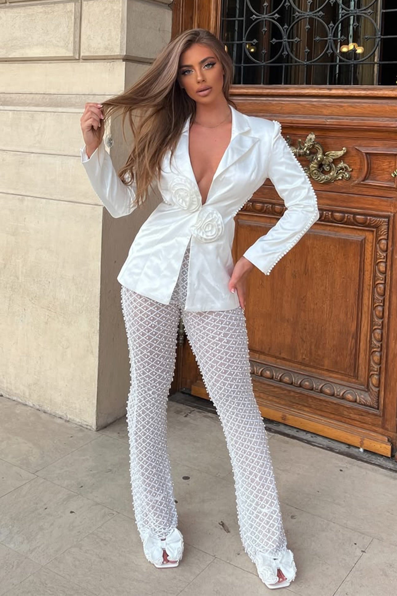 Denisa Ioana Haute Couture Two Pieces Set In White