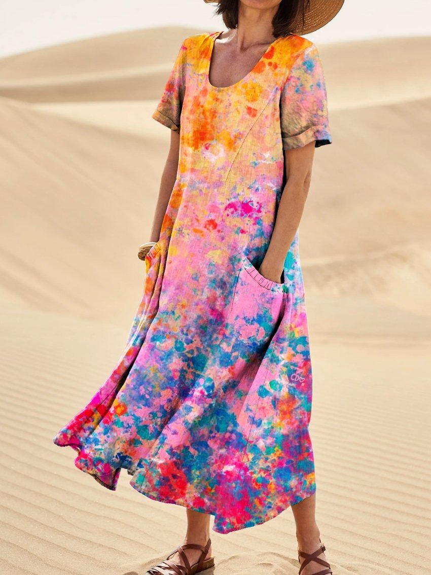 Women's Loose Printed Pocket Dress