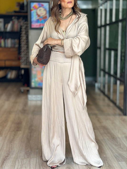 Lace-up comfort two-piece set