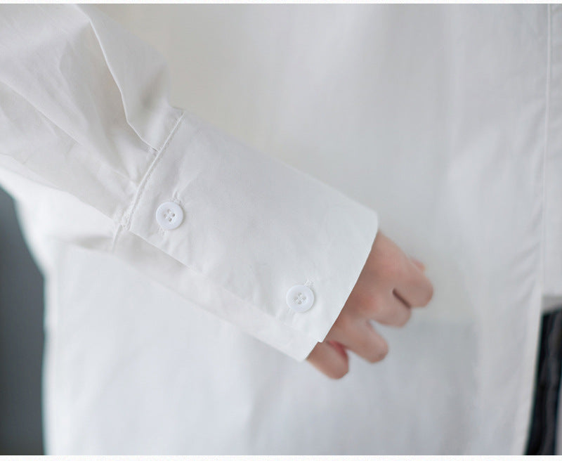 Loose Irregular Solid Color Long Sleeve Shirt