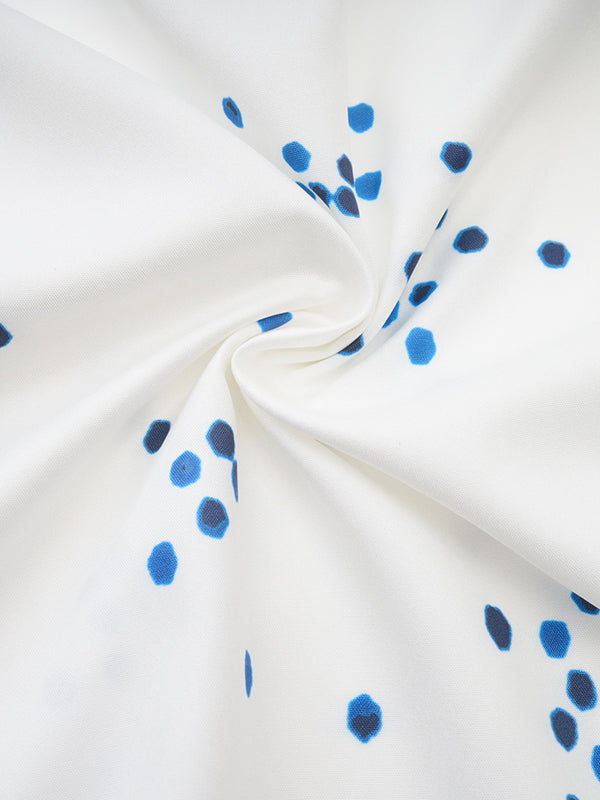 High Waisted High-Low Pleated Polka-Dot Tied Waist V-Neck Maxi Dresses