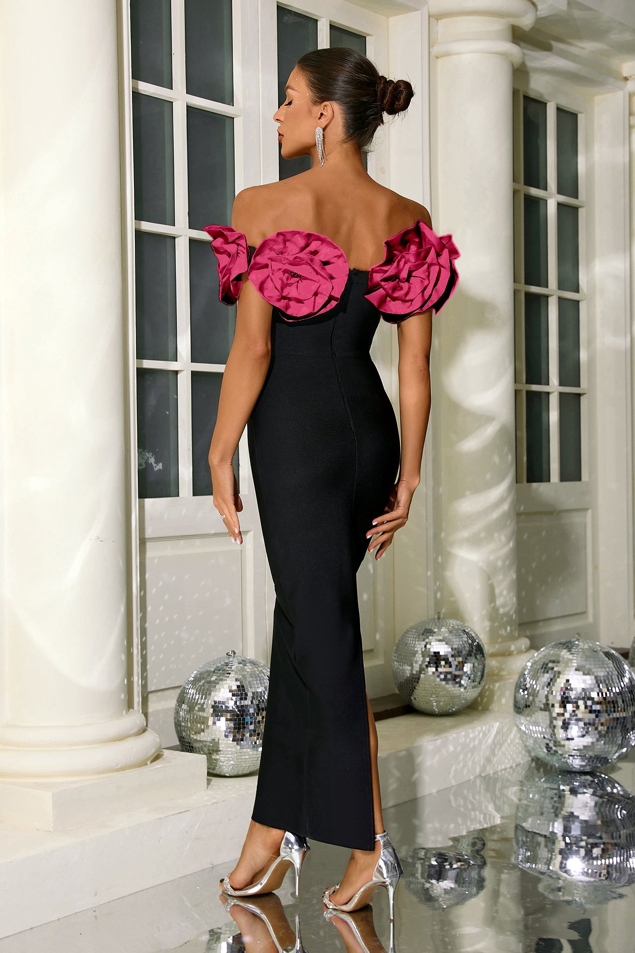 Elianna Flower Strapless Midi Dress