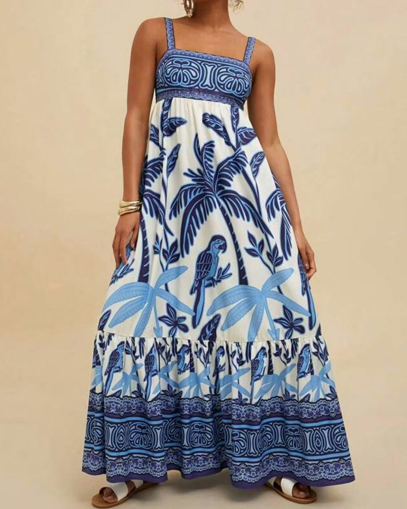 Casual Bohemian Print Sling Dress