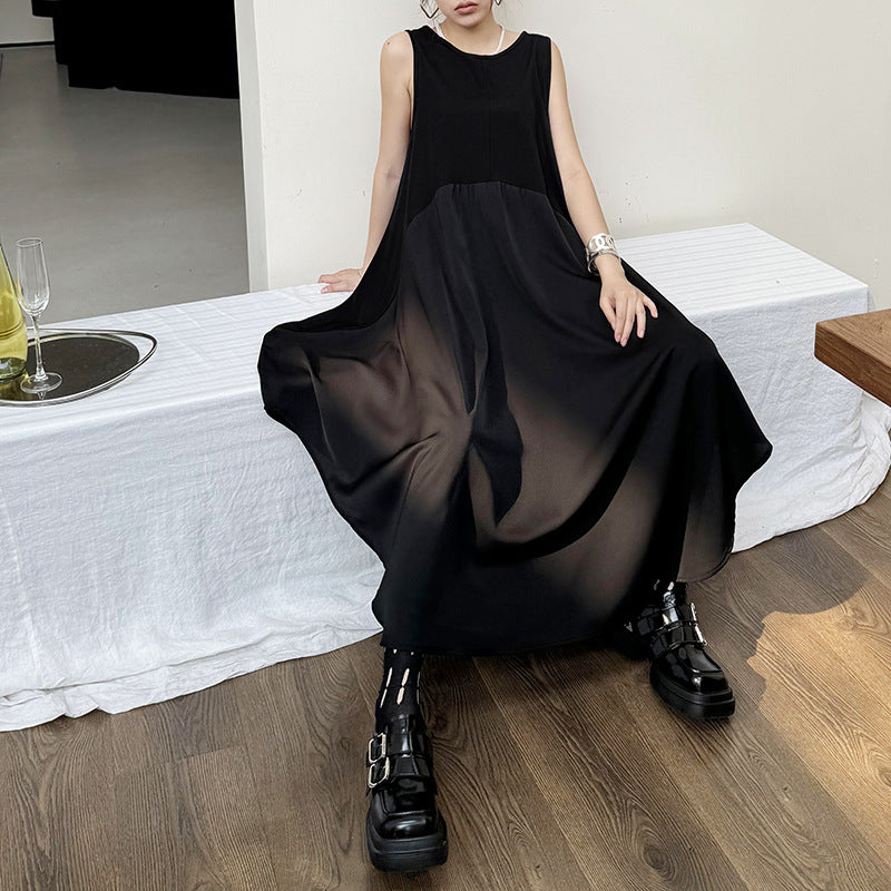 Dark Style Splicing Sleeveless Maxi Dress