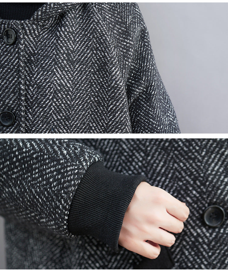 Loose Solid Color Hooded Coat