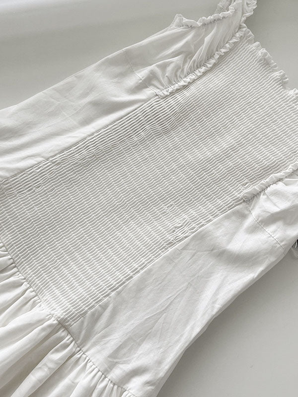 Smocked Pleated Tiered Camisole Maxi Dress