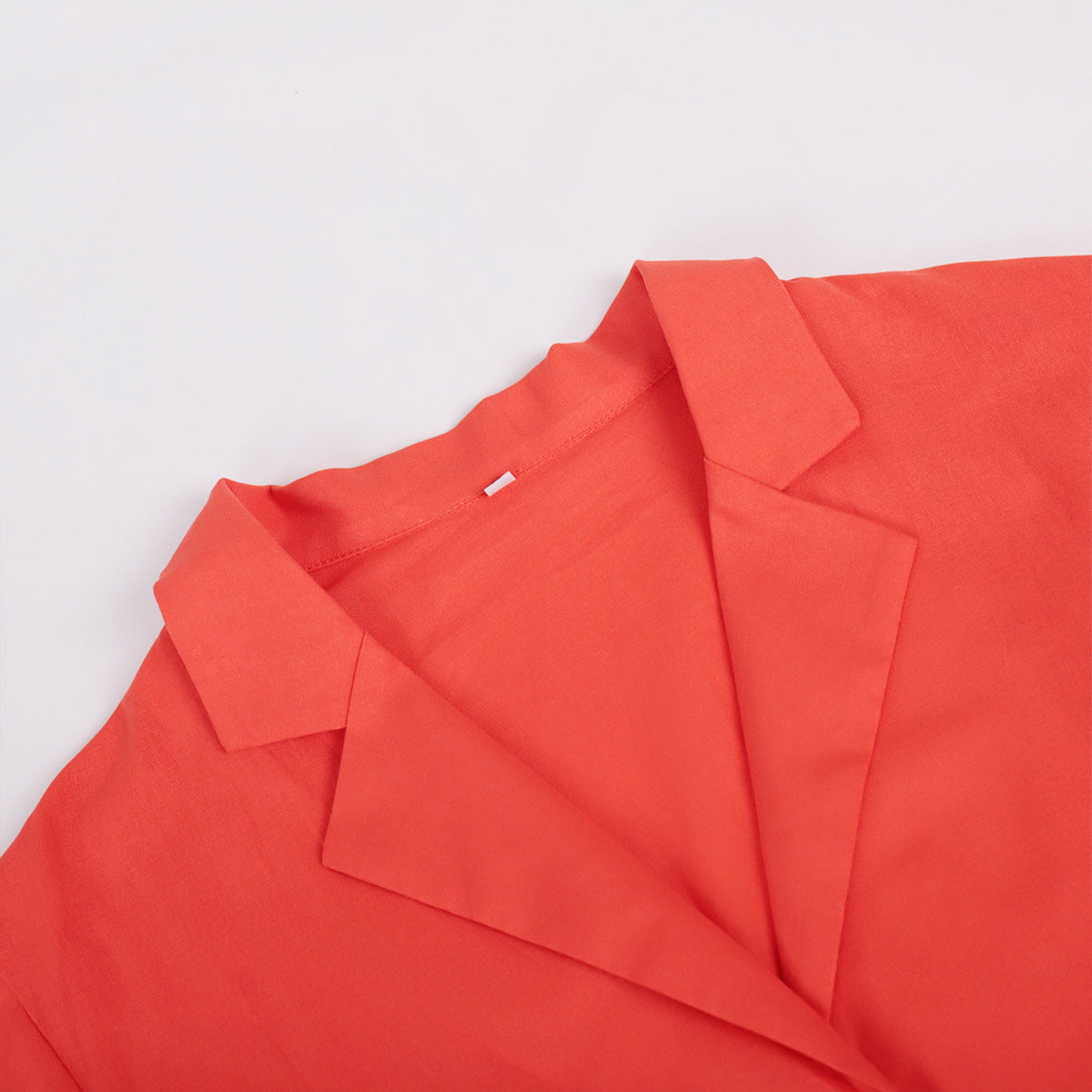 Cotton shorts suit women's lapel loose single-breasted Shirt high waist straight pants two-piece set