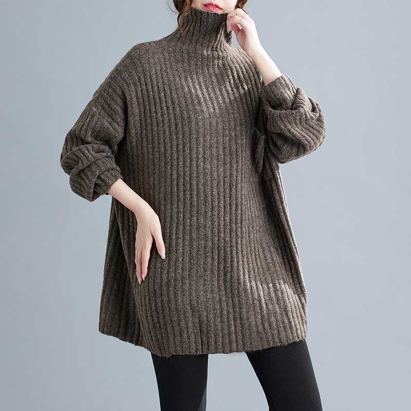 Literary Knit Vertical Stripe Turtleneck Sweater