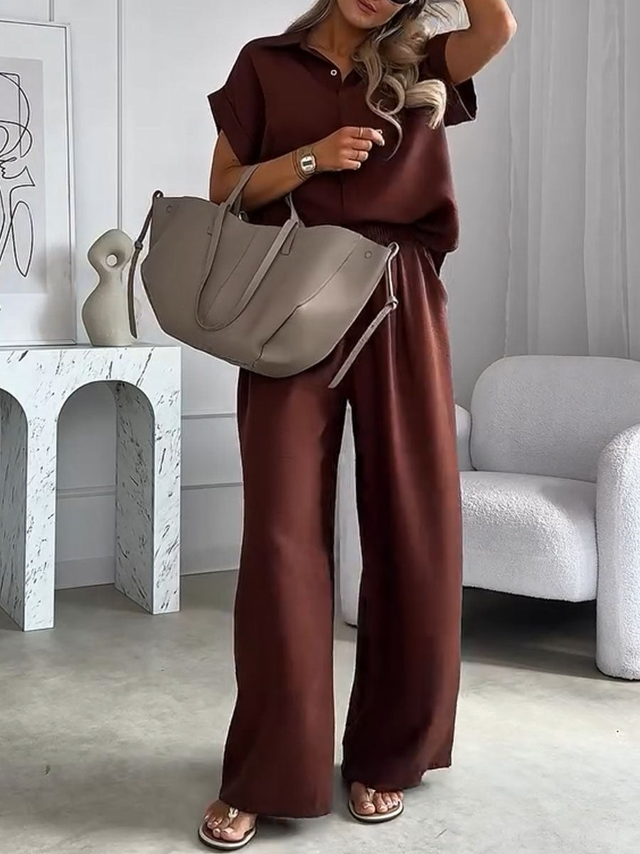 Casual shirt and trousers two-piece set