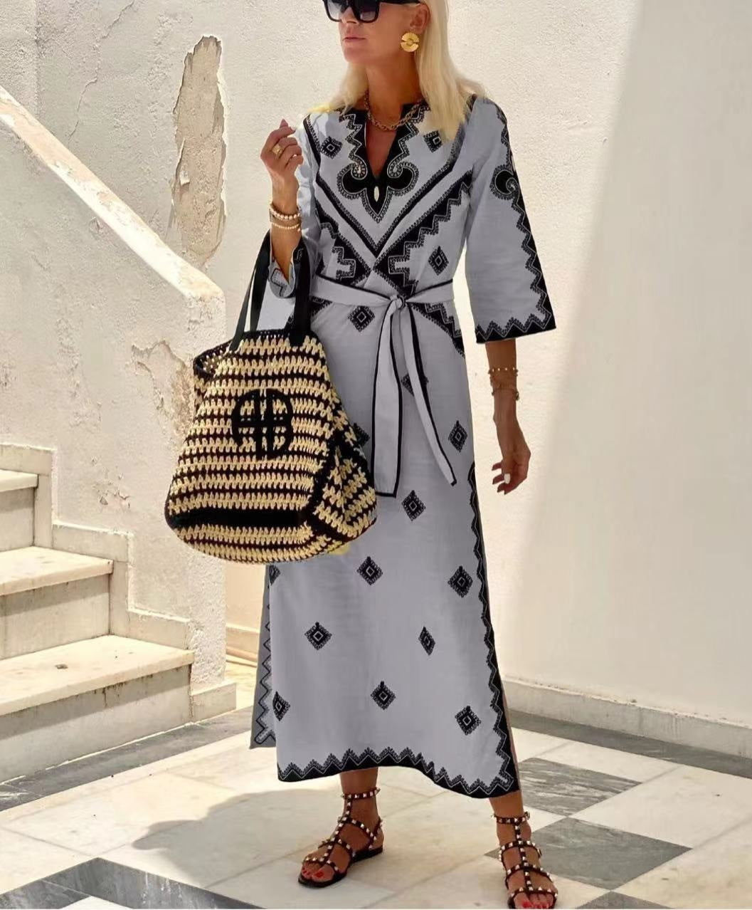 Baroque Border Printing Kaftan