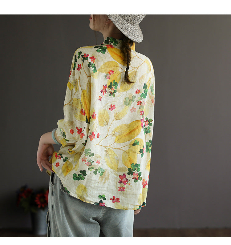 Colorful Cotton Linen Long Sleeve Shirt