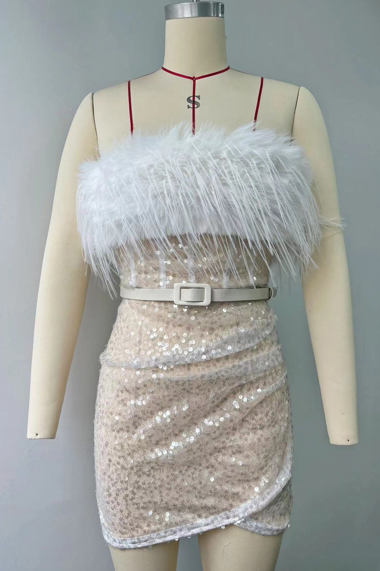 Bethany Strapless Feather Mini Dress