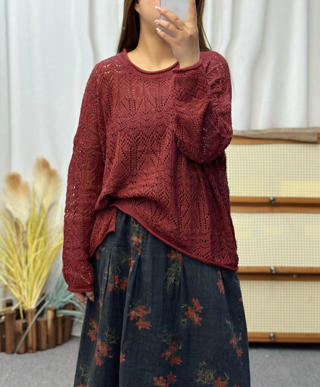 Vintage Loose Irregular Hollow Sweater