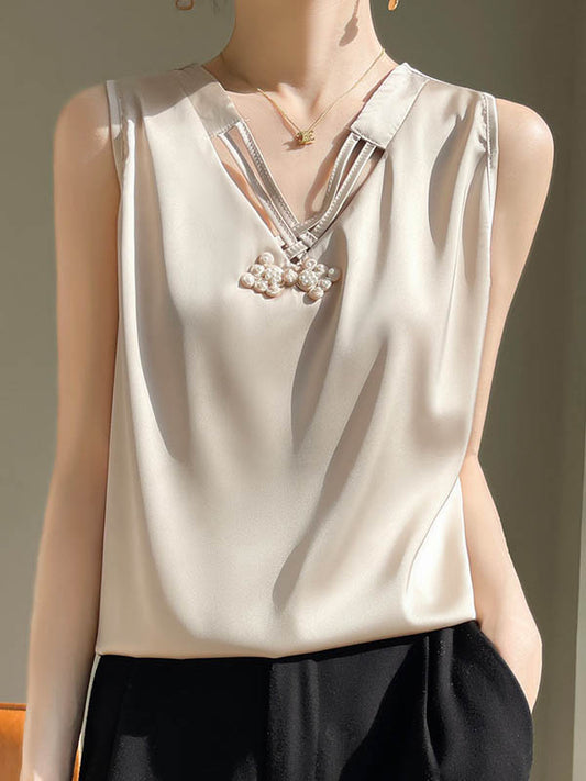 Loose Plus Size Solid Color V-Neck Vest Top