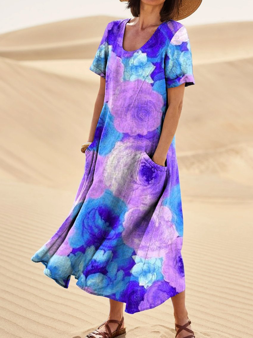 Women's Loose Printed Pocket Dress