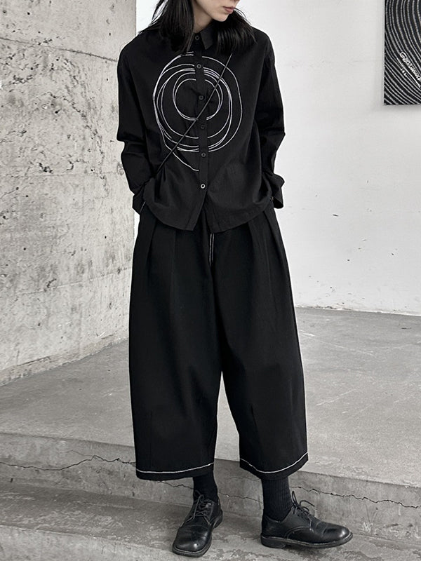 Harem Pants High Waisted Elasticity Pleated Split-Joint Ninth Pants