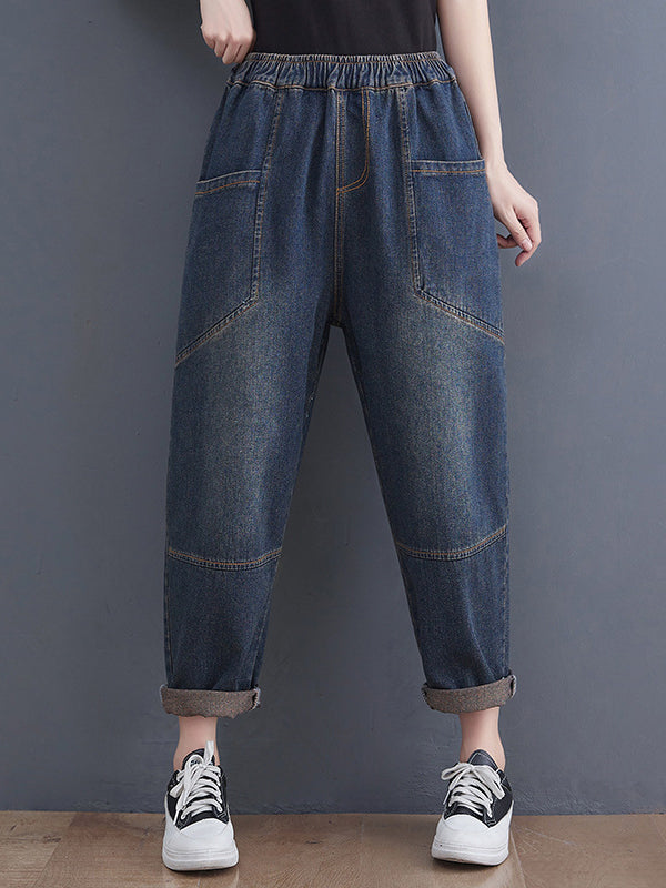 Artistic Retro Loose Elasticity Jean Pants