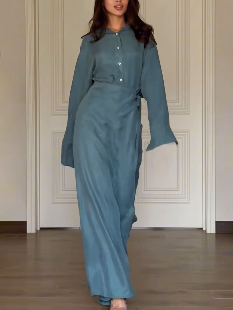 Casual shirt + skirt pants two-piece set