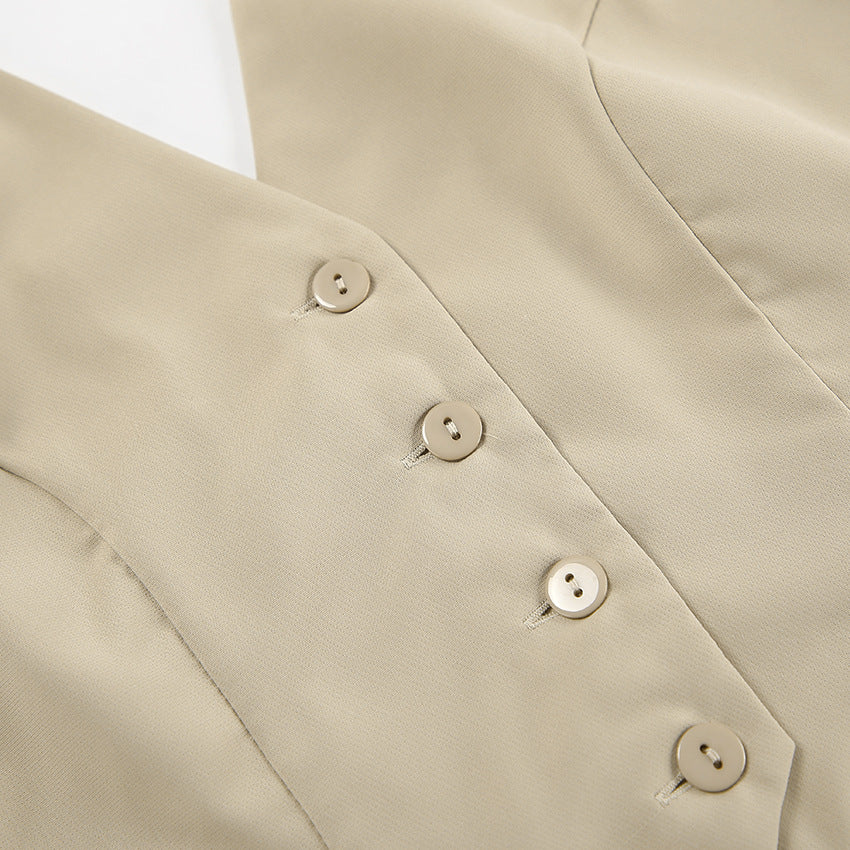 Sleeveless V-neck halterneck two-piece set