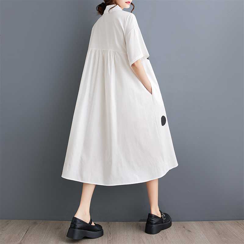 Loose Printed Spliced Short Sleeve Dress