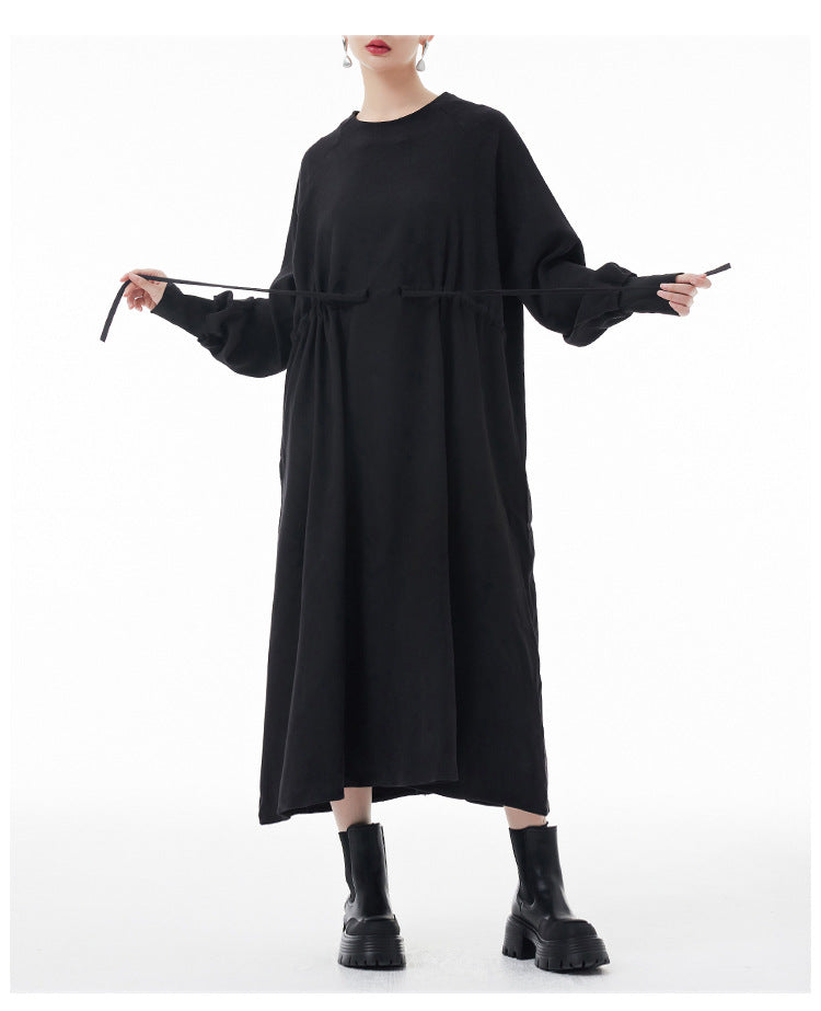 Personalized Tight Waist Long Sleeve Midi Dress