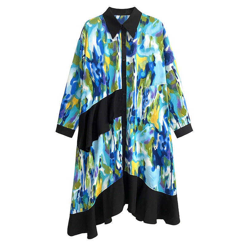 Personalized Printed Splicing Maxi Dress