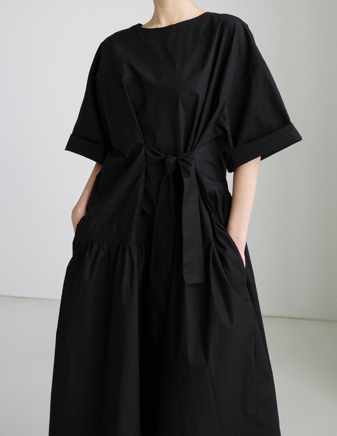 Urban Style Bow Lace-Up Midi Dress