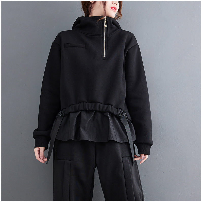 Special Splicing High Collar Sweatshirt