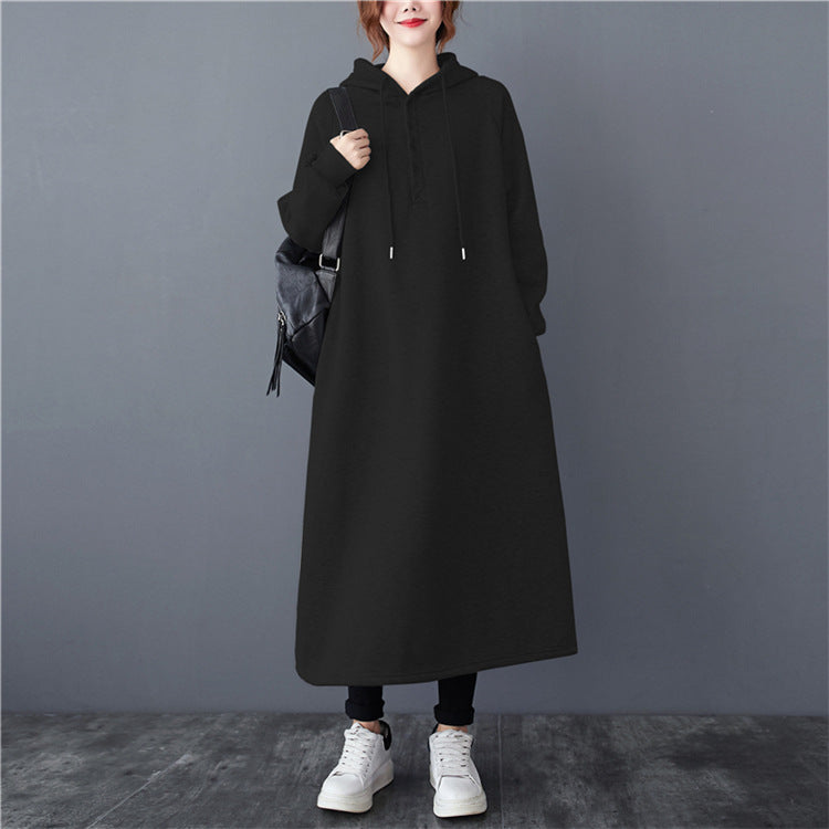 Casual Thickened Hooded Sweatshirt Dress
