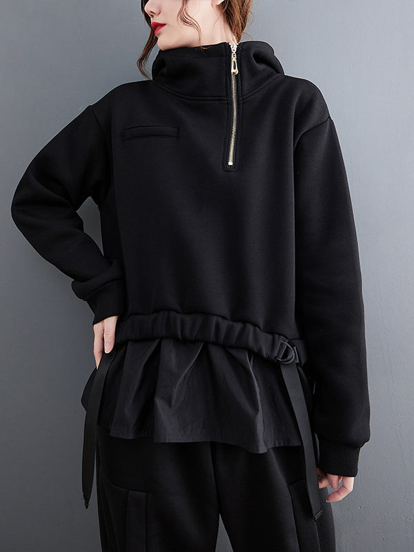 Special Splicing High Collar Sweatshirt