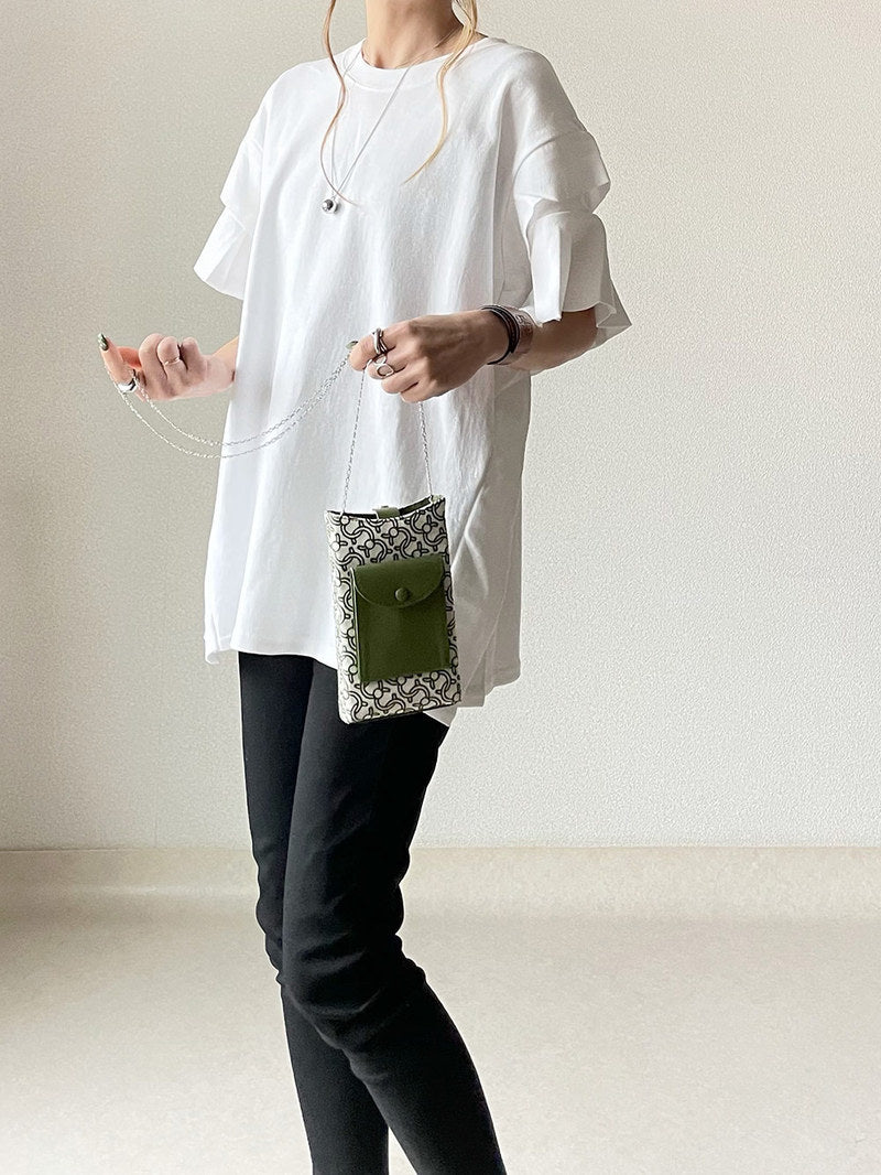 Simple Solid Color Wave Sleeve T-shirt