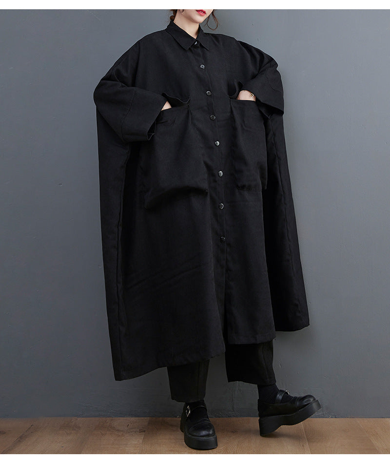 Literary Color Block Lapel Mid Dress