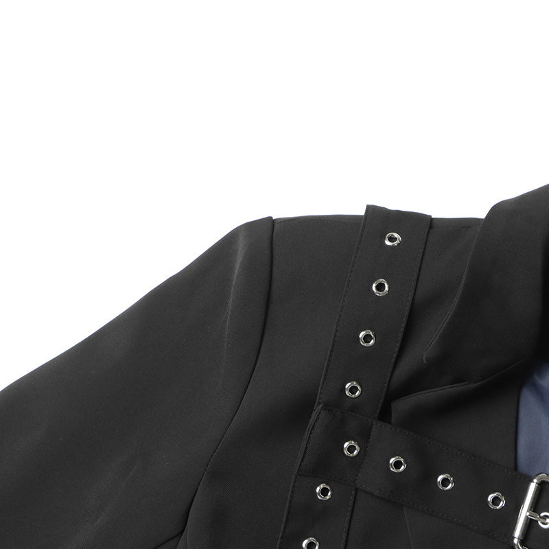 Personalized Studded Buckle Long Sleeve Blazer