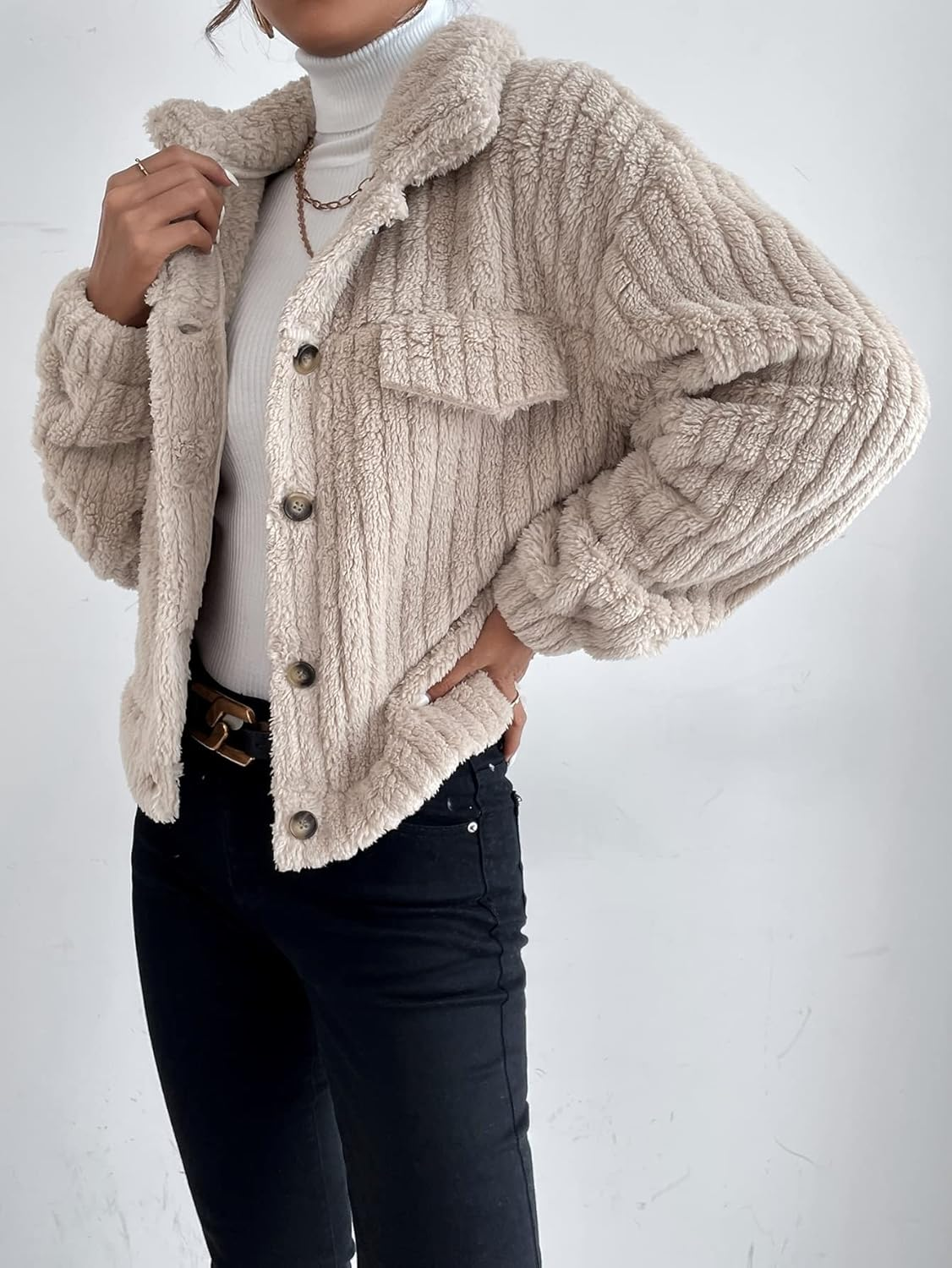 🔥Women's Casual Drop Shoulder Button Front Flannel Jacket (Buy 2 Free Shipping)