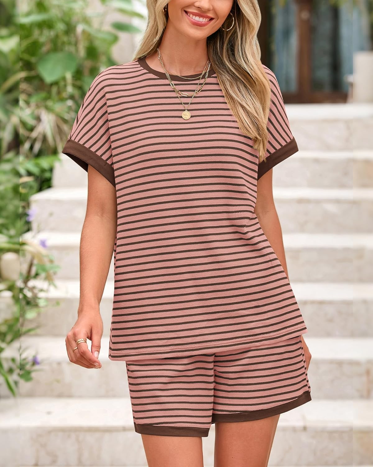 Women's Striped Knit Lounge Sets With Pockets(Buy 2 Free Shipping)