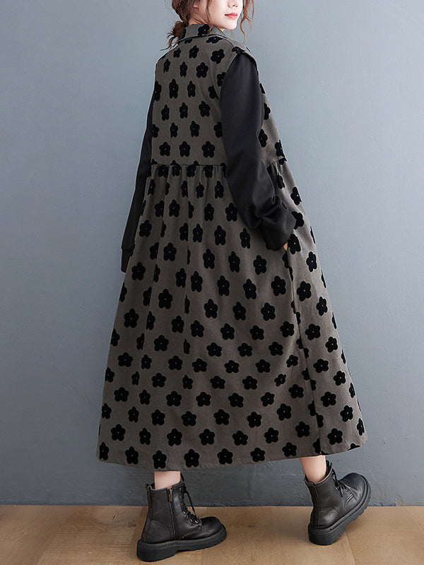 Vintage Polka Dot Print Midi Dress