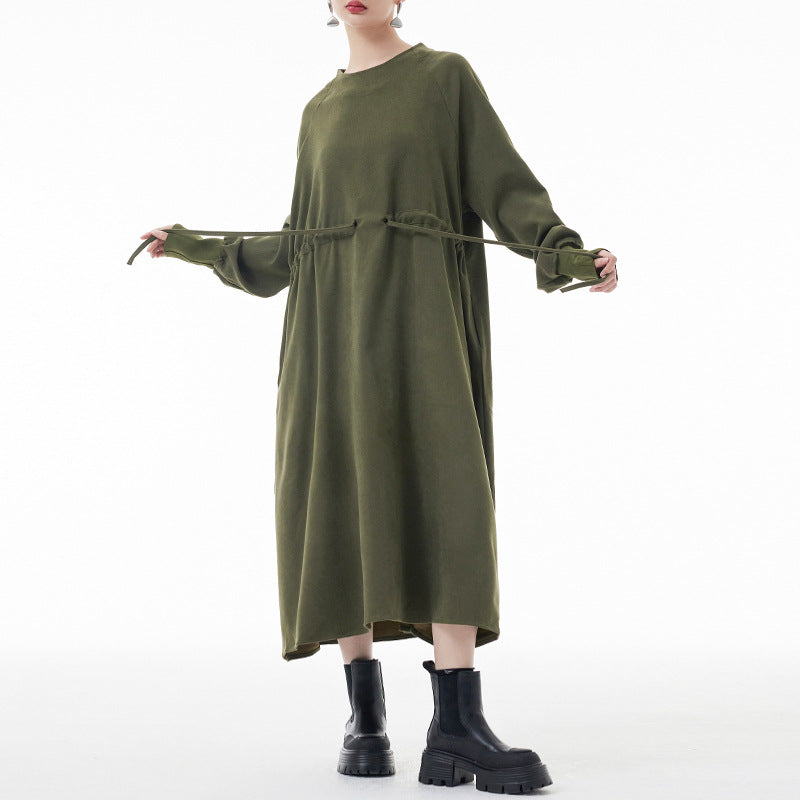 Personalized Tight Waist Long Sleeve Midi Dress